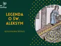 Legenda o świętym Aleksym: ilustracja przedstawia scenę z życia świętego, gdzie osoba na schodach wylewa wodę na leżącego poniżej.