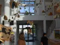 W holu wiszą otwarte książki, tworząc instalację nawiązującą do "Szklanych domów" i lektury.