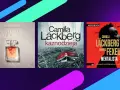 Okładki audiobooków z serii Camilla Läckberg: "Złota klatka", "Kaznodzieja" i "Mentalista" (współautorstwa z Henrekiem Fexeusem).