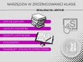 Narzędzia do realizacji lektur w klasie liceum: wolne lektury, zeszyty, edukacyjne zabawy i kolekcje opracowań.