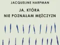 Okładka książki "Ja, która nie poznałam mężczyzn" Jacqueline Harpman. Abstrakcyjne, niebieskie linie na jasnym tle.