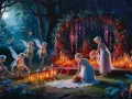 Wróżki przygotowują magiczną ceremonię w lesie, niczym ze streszczenia "Snu nocy letniej".