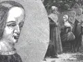 Portret kobiety z epoki, obok grupa kobiet w historycznych strojach. Czy to początek jakiejś intrygującej fabuły?