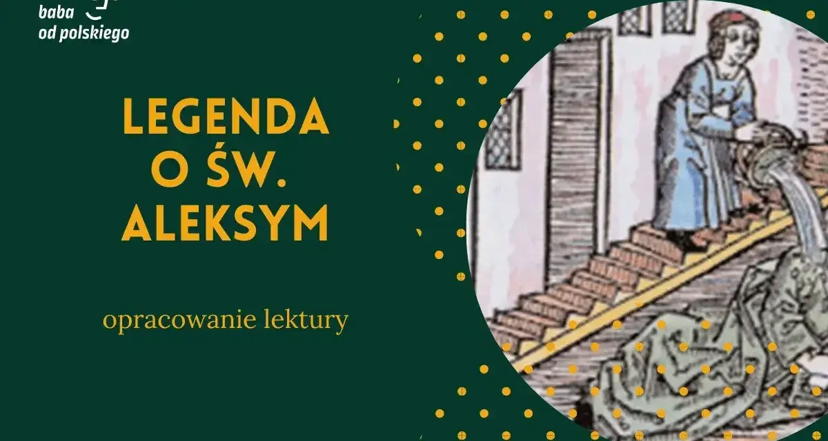 Legenda o świętym Aleksym: ilustracja przedstawia scenę z życia świętego, gdzie osoba na schodach wylewa wodę na leżącego poniżej.