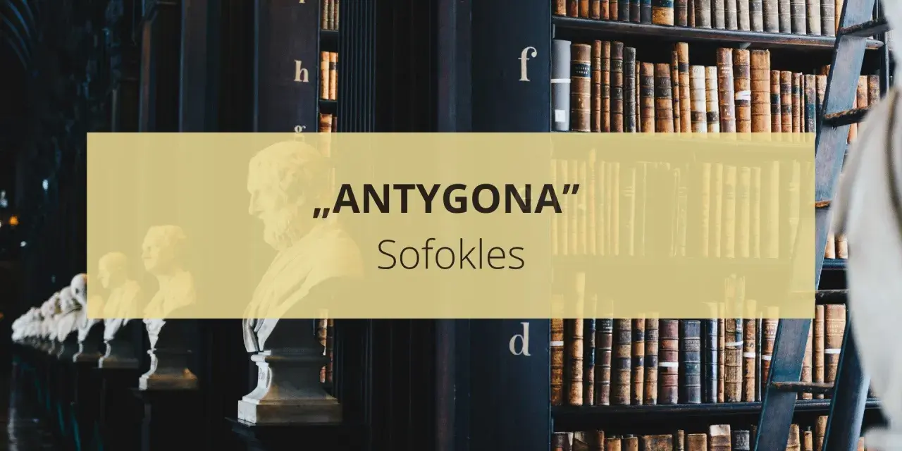 Antygona streszczenie szczegółowe Sofoklesa. Popiersia w bibliotece, obok regałów z książkami.