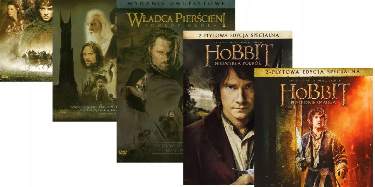 Kolekcja DVD z filmami "Władca Pierścieni" i "Hobbit". Ile części ma ta epicka saga?