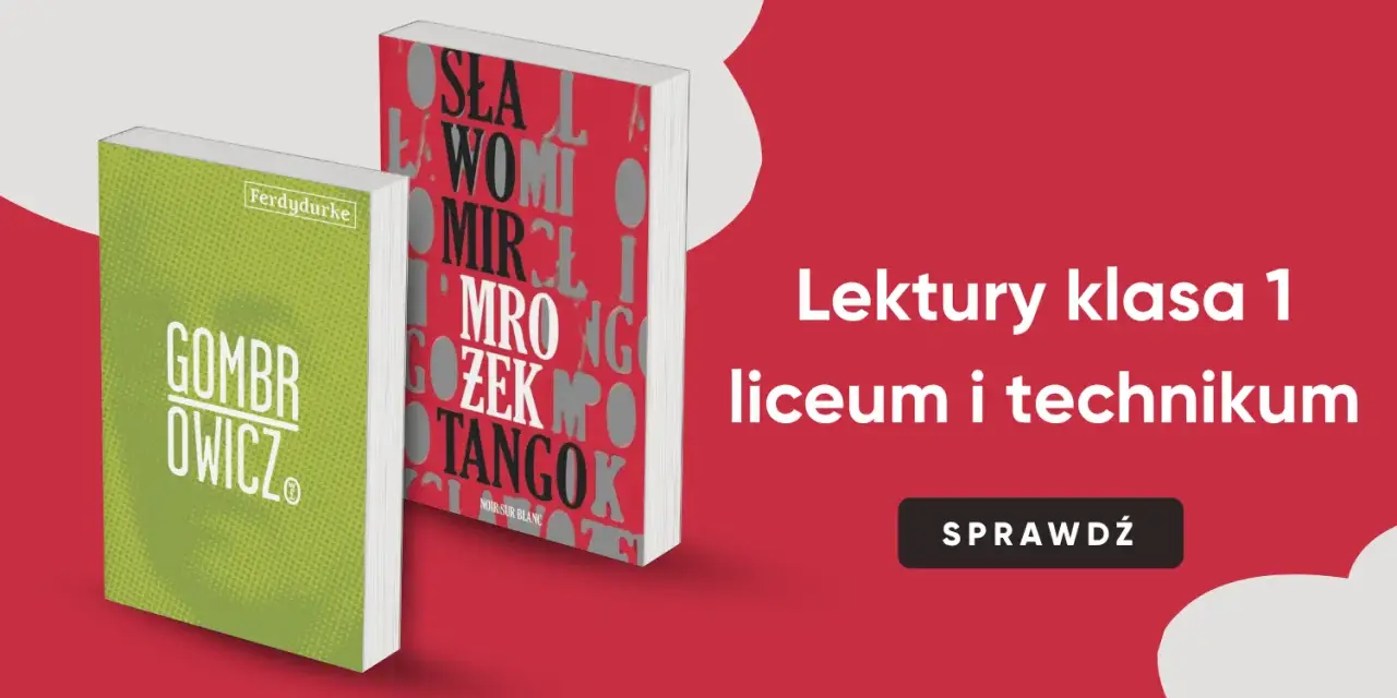 Lektury klasa 1 liceum i technikum: "Ferdydurke" i "Dżuma" na czerwonym tle. Sprawdź!
