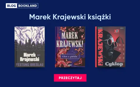 Okładki książek Marka Krajewskiego: "Festung Breslau", "Głos z piekła" i "Cyklop".