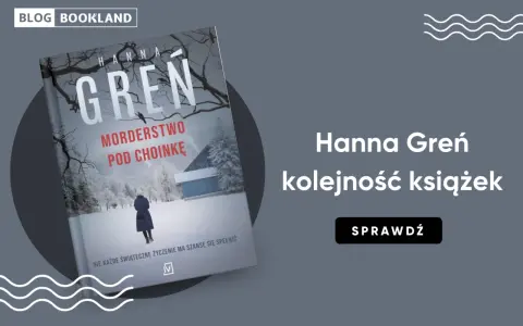 Okładka książki Hanny Greń "Morderstwo pod choinkę" i informacja o kolejności książek autorki.