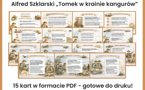 Tomek w krainie kangurów streszczenie: 15 kart PDF z motywami, postaciami i przesłaniem powieści Alfreda Szklarskiego.