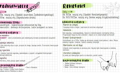 Renesans: powrót do antyku, humanizm, dramat Szekspirowski (np. Makbet). Epoka ta, w przeciwieństwie do średniowiecza, skupiała się na człowieku.