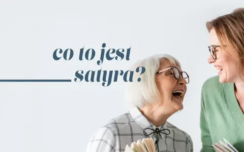 Dwie kobiety śmieją się, trzymając książki. Jedna z nich pyta: "co to jest satyra?".
