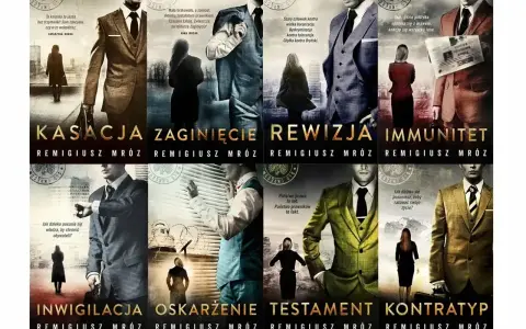 Książki Remigiusza Mroza: Kasacja, Zaginięcie, Rewizja, Immunitet, Inwigilacja, Oskarżenie, Testament, Kontratyp. Mroźny klimat i prawnicze zagadki.