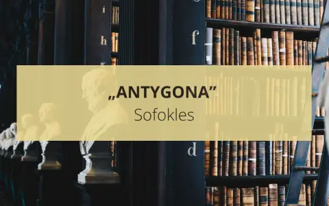 Antygona streszczenie szczegółowe Sofoklesa. Popiersia w bibliotece, obok regałów z książkami.