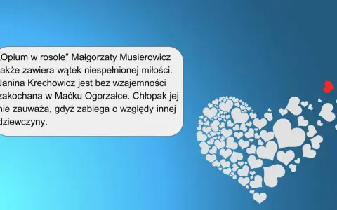 Opium w rosole streszczenie: Janina Krechowicz kocha Maćka Ogorzałkę, lecz on nie odwzajemnia jej uczuć, zabiegając o inną.