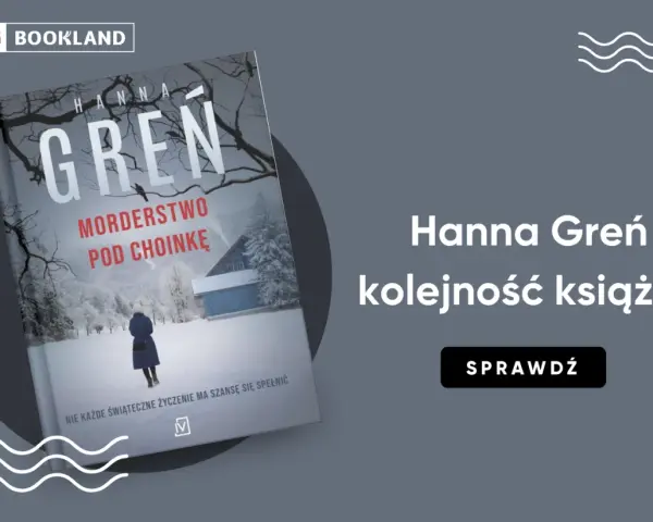 Okładka książki Hanny Greń "Morderstwo pod choinkę" i informacja o kolejności książek autorki.