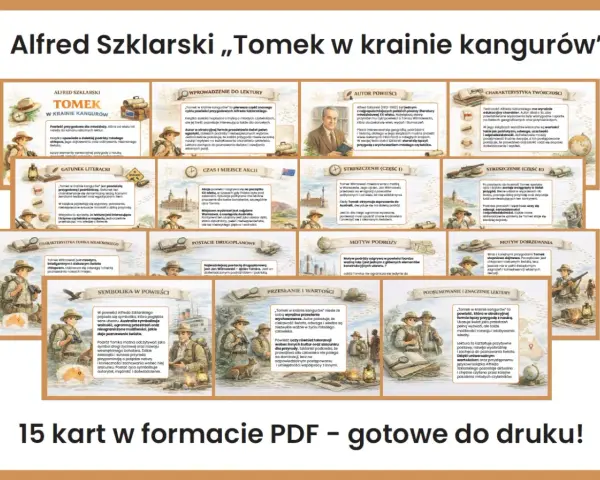 Tomek w krainie kangurów streszczenie: 15 kart PDF z motywami, postaciami i przesłaniem powieści Alfreda Szklarskiego.