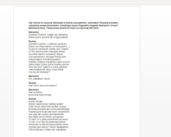Rozprawka o miłości na podstawie lektur: fragment "Romea i Julii" Szekspira ukazuje miłość jako sprzeczność, łączącą nienawiść i czułość, radość i cierpienie.