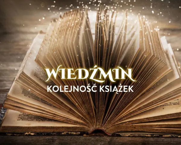 Otwarta, stara księga z napisem "Wiedźmin Kolejność książek". Idealny przewodnik, jak czytać Wiedźmina od początku.