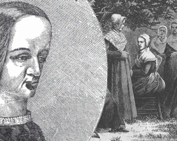Portret kobiety z epoki, obok grupa kobiet w historycznych strojach. Czy to początek jakiejś intrygującej fabuły?