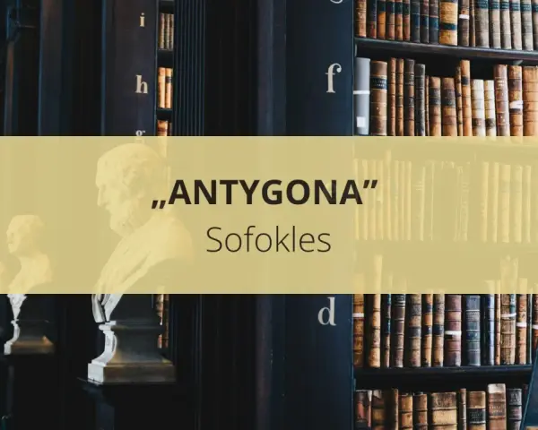 Antygona streszczenie szczegółowe Sofoklesa. Popiersia w bibliotece, obok regałów z książkami.