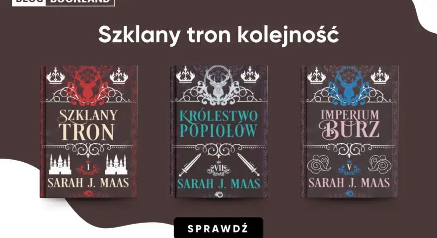 Okładki książek "Szklany tron", "Królestwo popiołów" i "Imperium burz" Sarah J. Maas. Ile jest książek Wojownicy? Sprawdź!