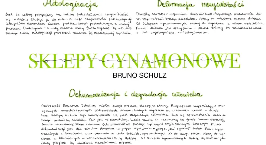 Sklepy cynamonowe streszczenie: Dehumanizacja i degradacja człowieka. Bruno Schulz ukazuje mroczne obsesje, sprowadzając ludzi do rangi manekinów i mięsa.
