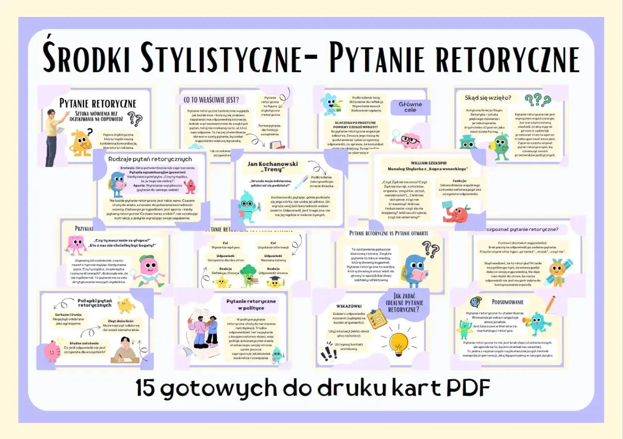 Pytanie retoryczne co to? Infografika wyjaśnia, czym jest pytanie retoryczne, jego rodzaje, cele i przykłady użycia w literaturze i polityce.