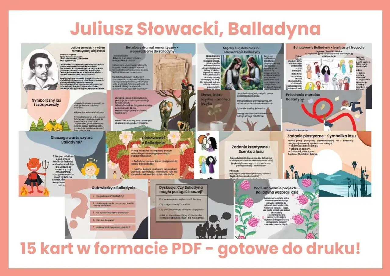 Balladyna: streszczenie krótkie, symbolika lasu, bohaterowie, zadania kreatywne i quiz.