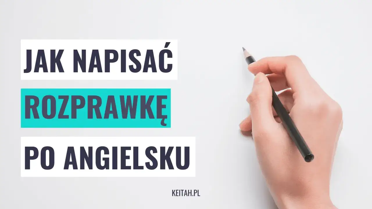 Jak napisać rozprawkę po angielsku? Podpowiedź na białym tle z ołówkiem w dłoni.