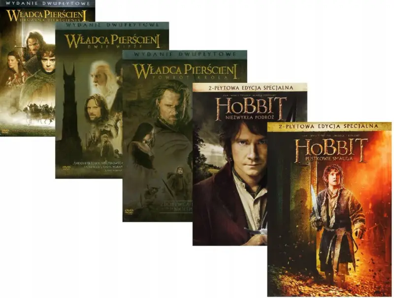 Kolekcja DVD z filmami "Władca Pierścieni" i "Hobbit". Ile części ma ta epicka saga?